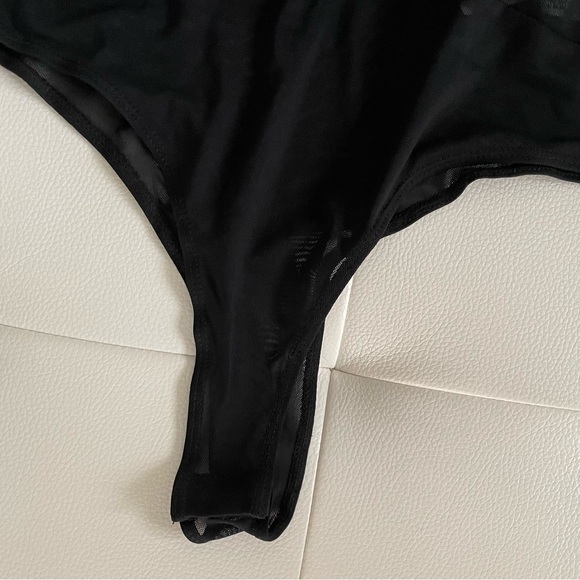 NWT Forever 21 Black Mesh Tie Strap Corset Bodysuit - Picture 4 of 6